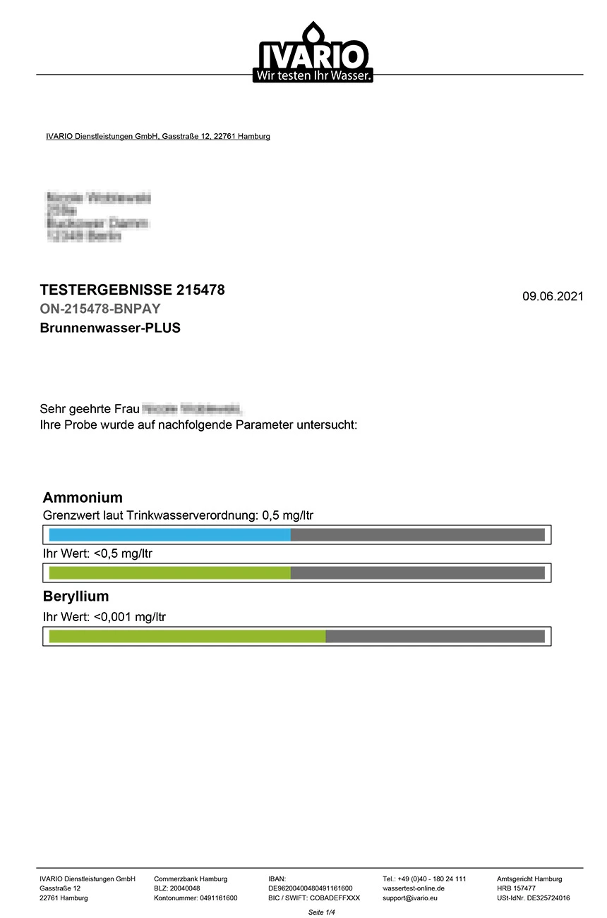 Gutachten zur Trinkwasserqualität